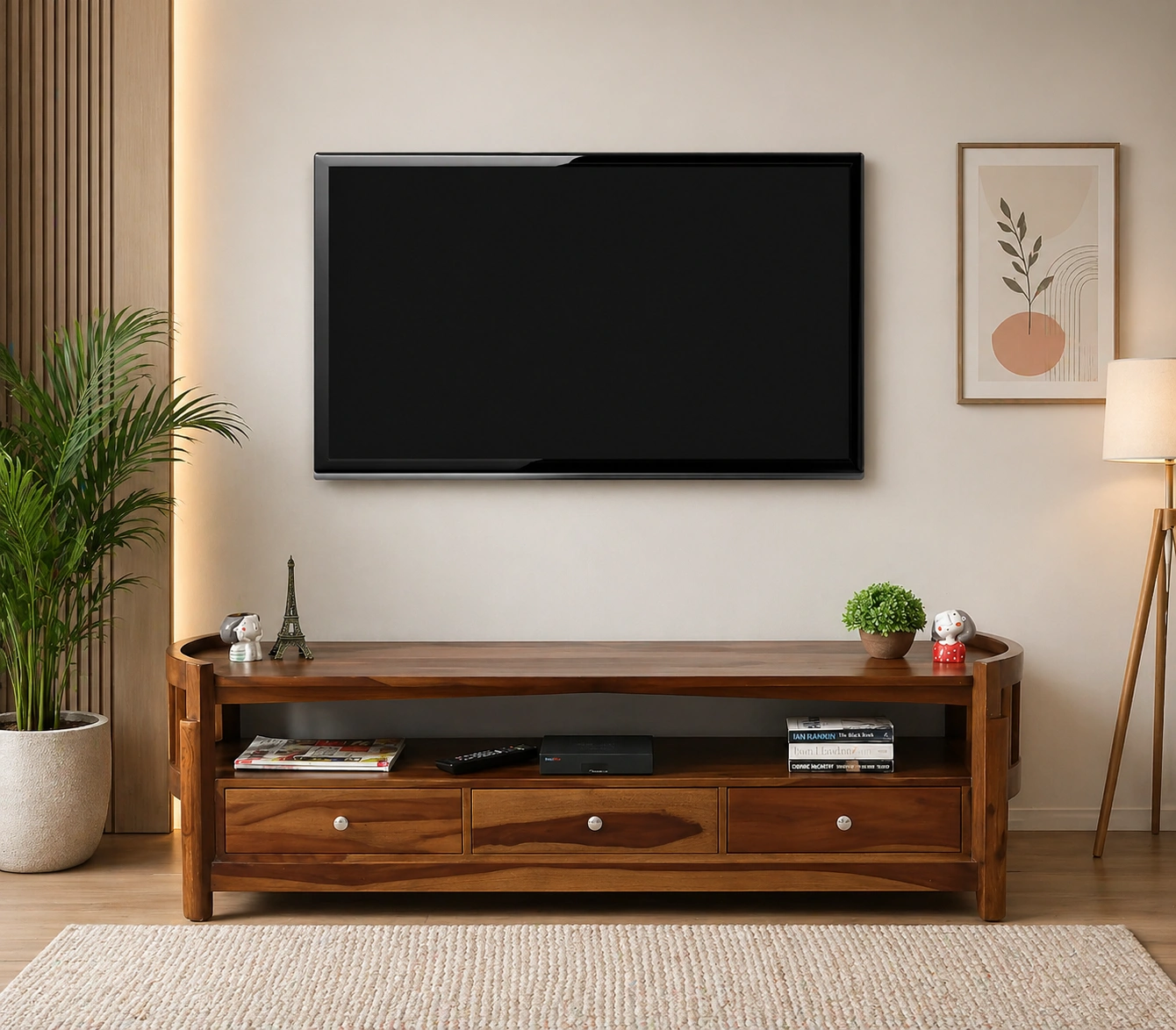 Solid sheesham wood tv cabinet for home furniture