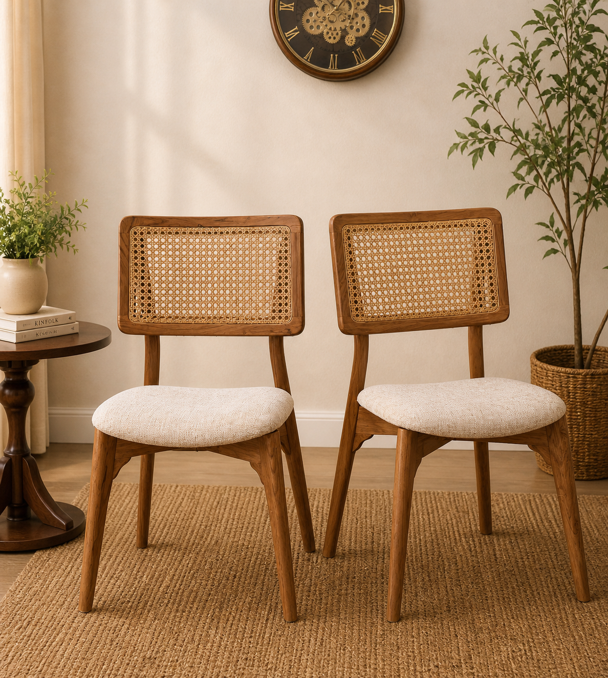 Ice Teak Wood Dining Chair In Teak Gold Finish (SET OF 2)