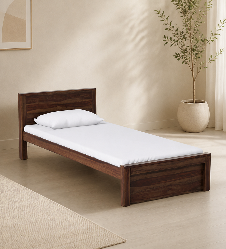 Norten Sheesham Wood Single Bed In Honey Oak Finish