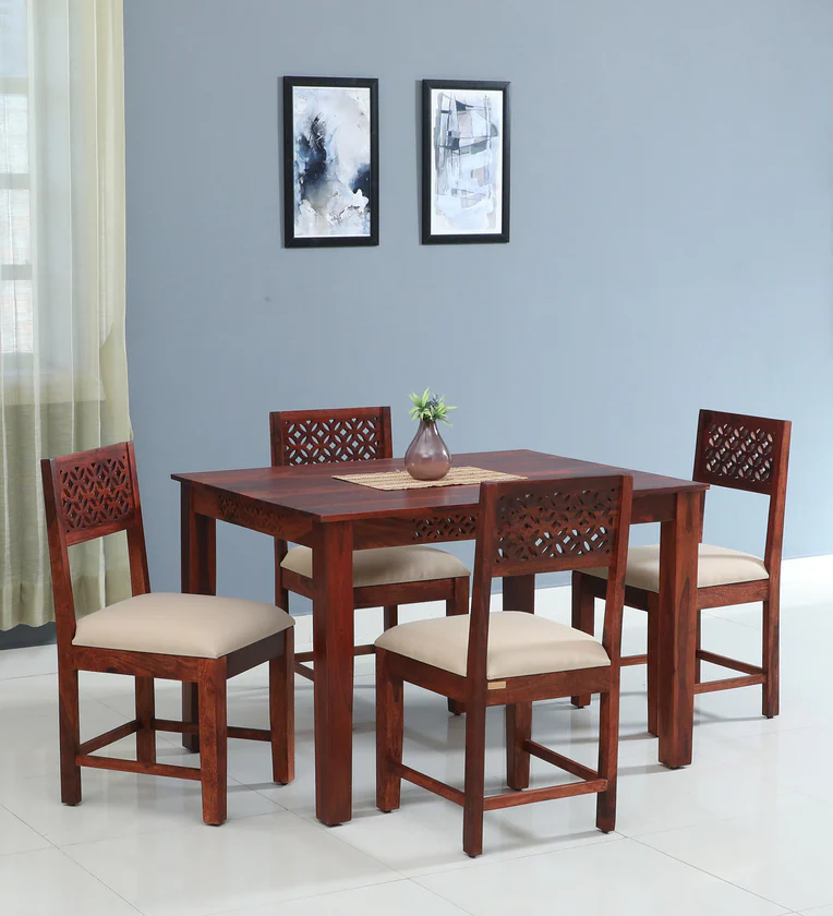 Euenvra Solid Wood Dining Table with Clean Natural Look (SET OF 2)