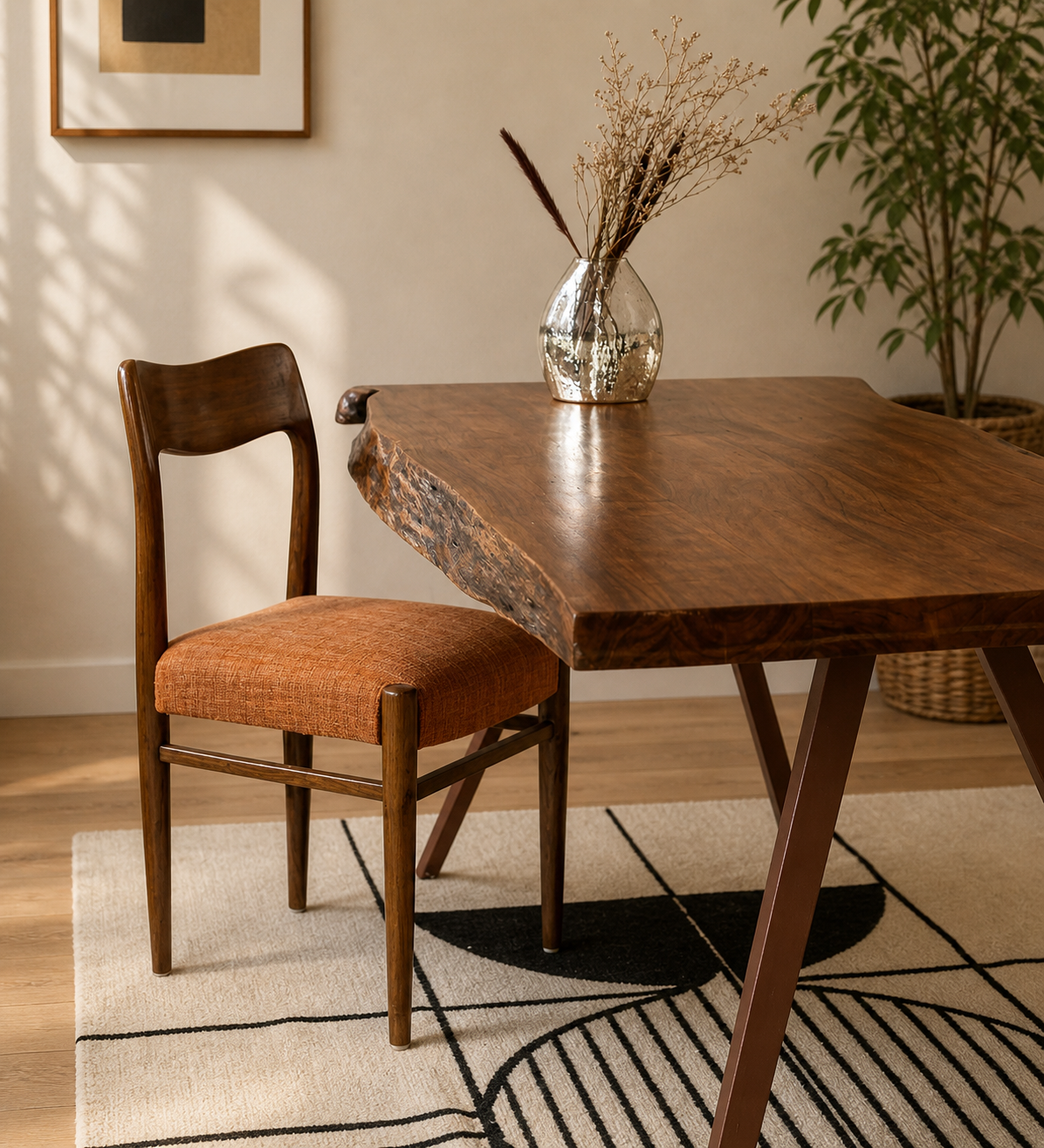 Sky Retro Dining Chair In Natural Teak Finish (SET OF 2)