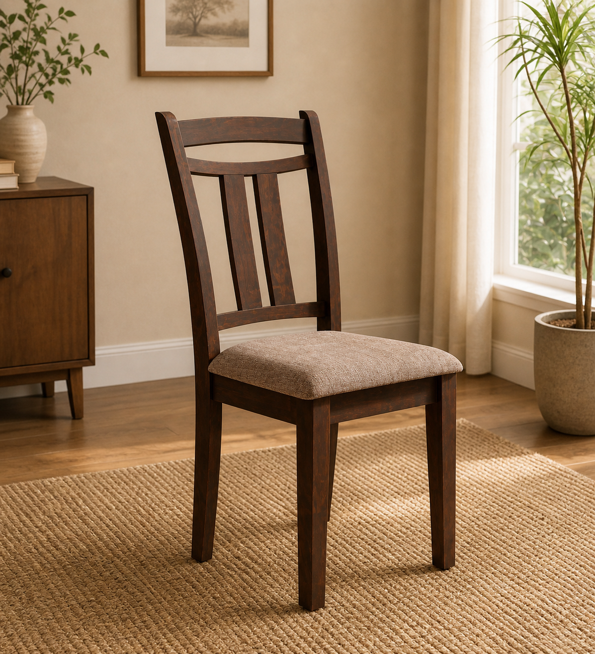 place Solid Wood Dining Chair In Mahogany Colour (SET OF 2)