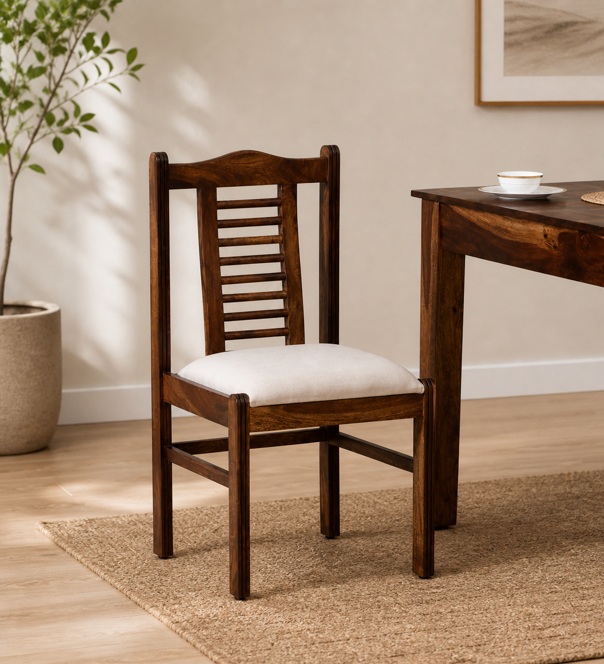 Nain Sheesham Wood Dining chair in Provincial Teak finish (SET OF 2)
