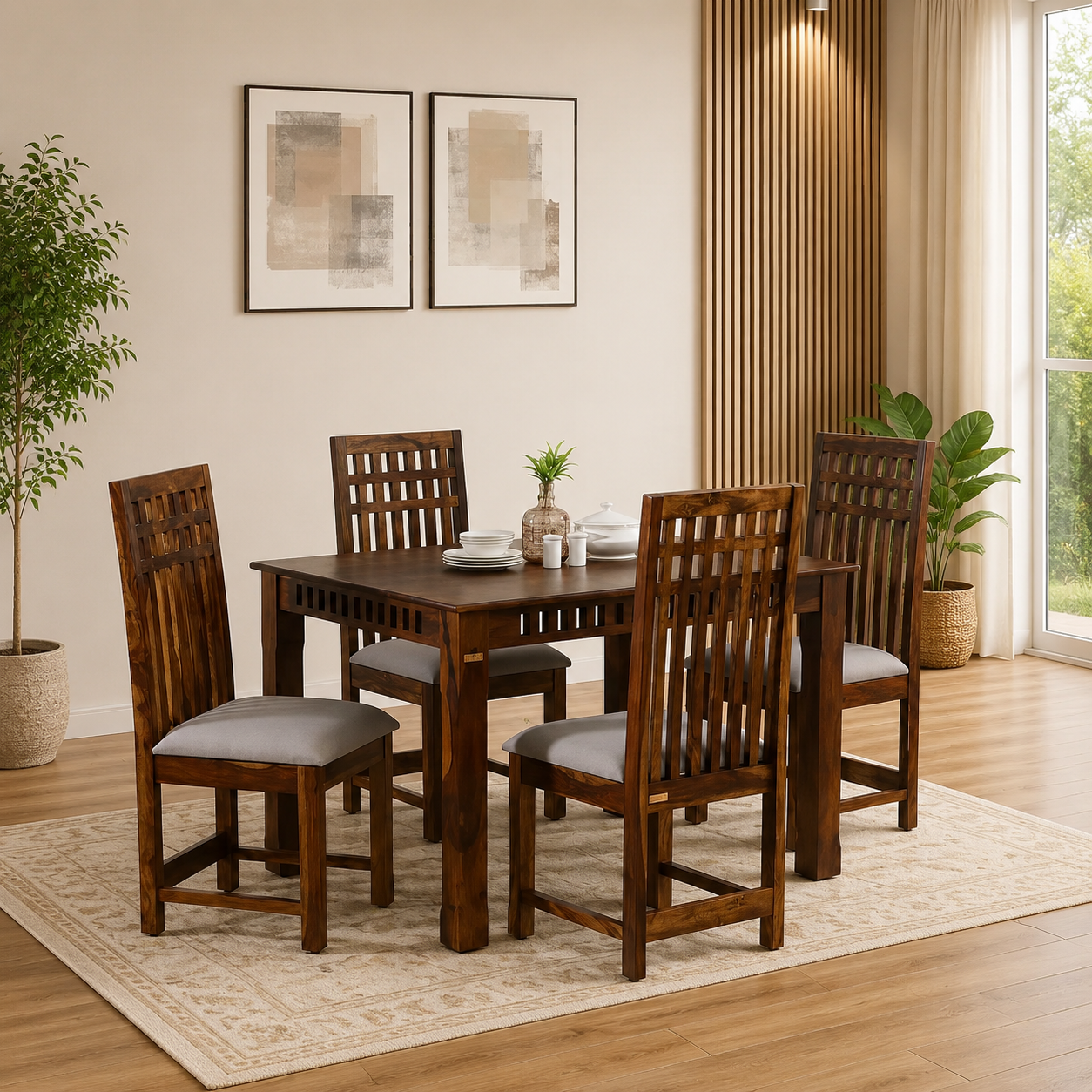 lolvira Solid Wood Dining Table in Pure Natural Essence Finish