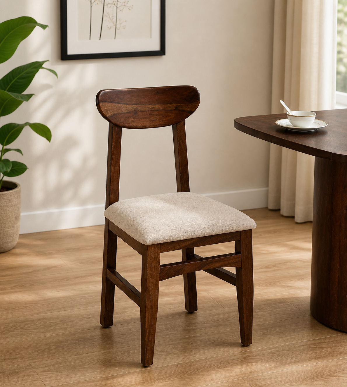 Anya Sheesham Wood Dining Chair In Scratch Resistant Provincial Teak Finish (SET OF 2)