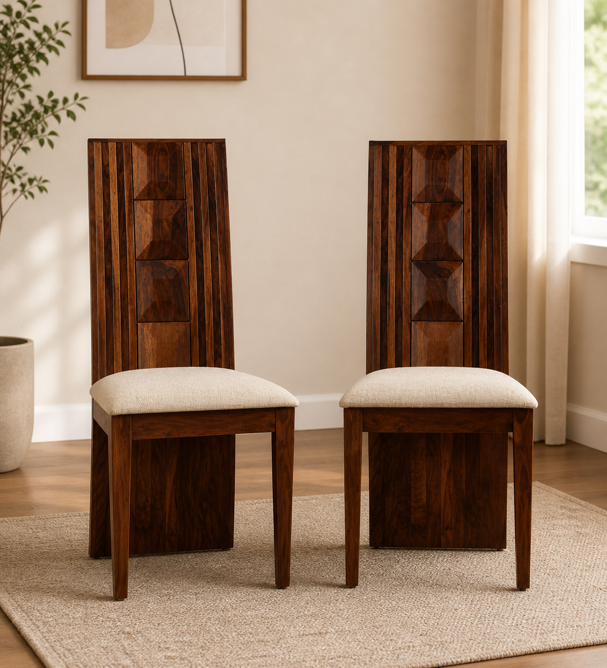Room Sheesham Wood Dining Chairs in Honey Finish Set Of 2