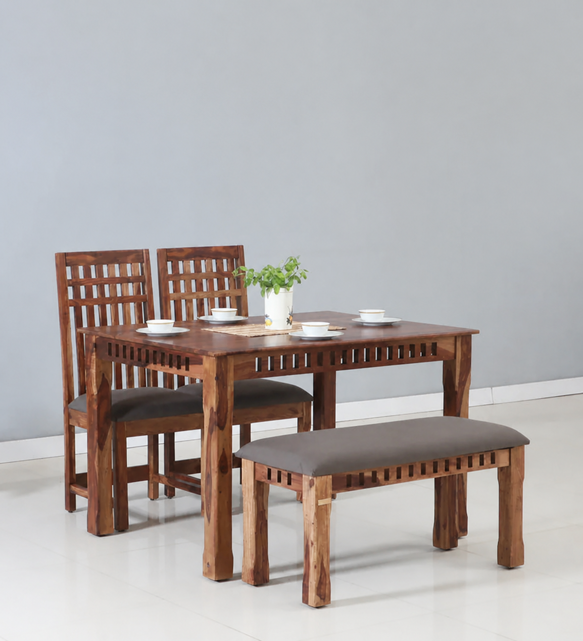 Alvora Wooden Dining Table in Pure Natural Finish with Elegant Design