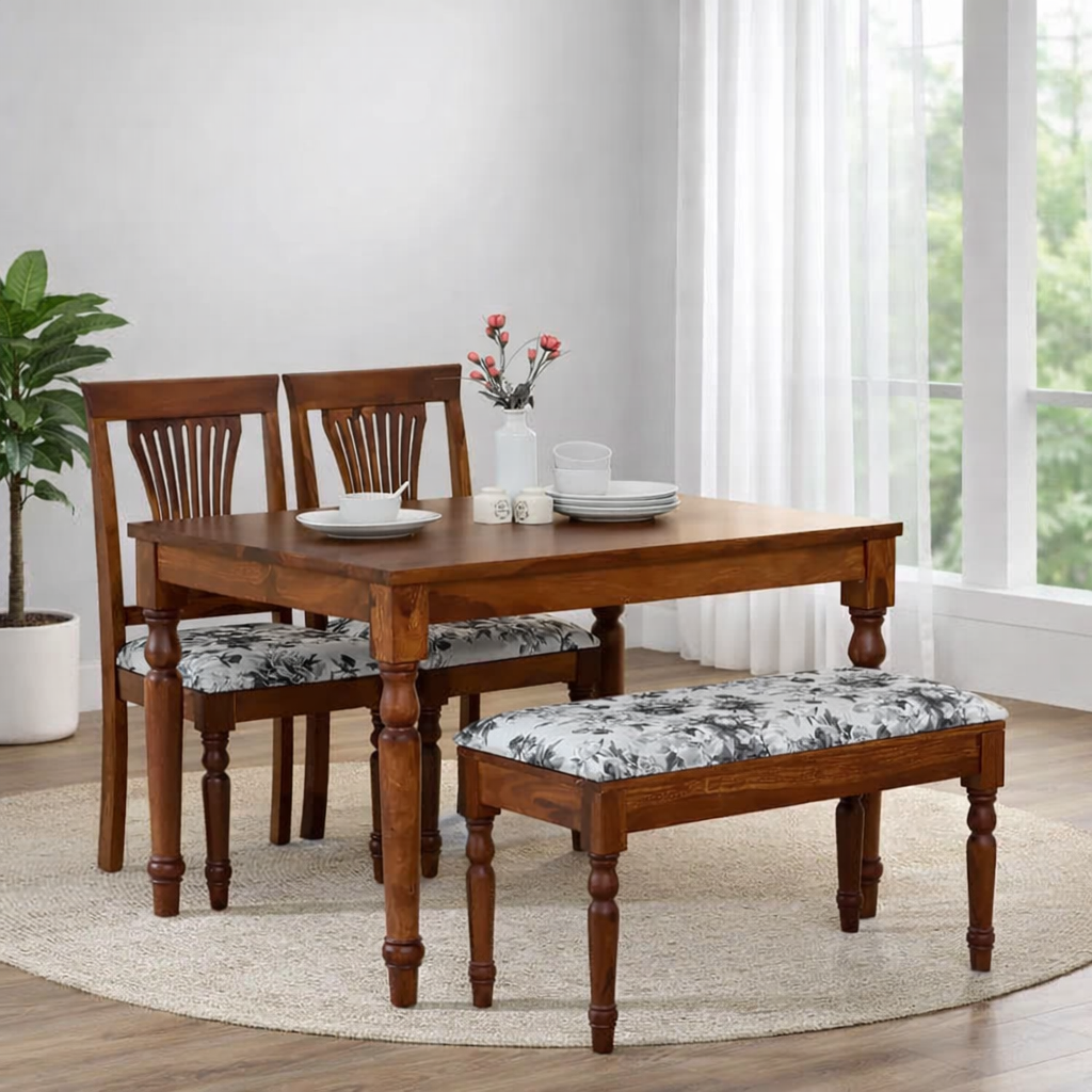 Furniture Marts Orion 4 Seater Dining Table in Natural Wood Finish