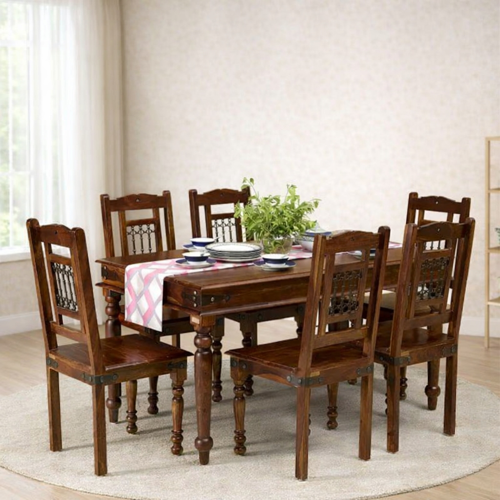 Spacewood Aptima 4 Seater Dining Table in Classic Walnut & White Finish