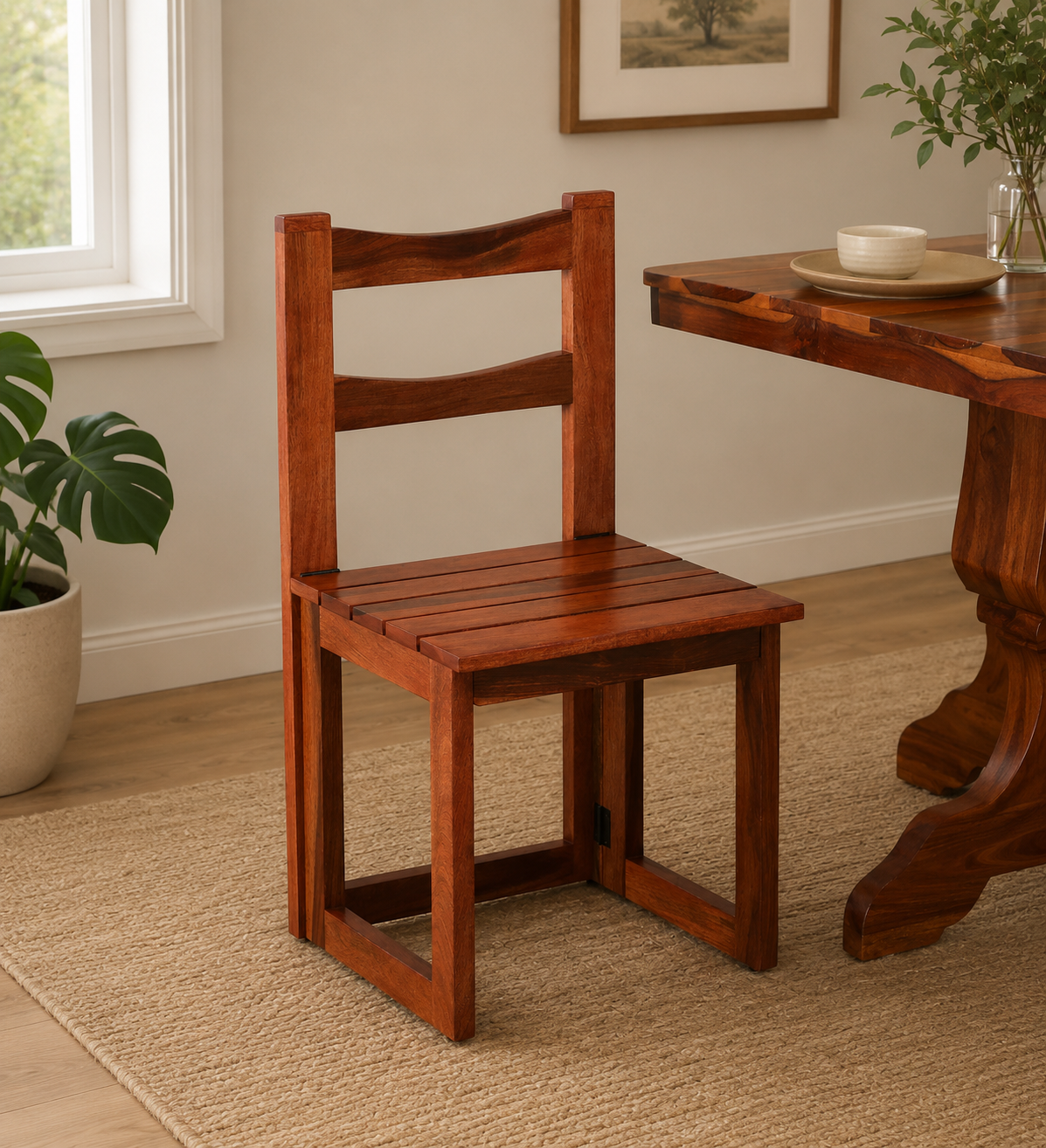 Nain Sheesham Wood Folding Dining Chair In Honey Oak Finish (SET OF 2)