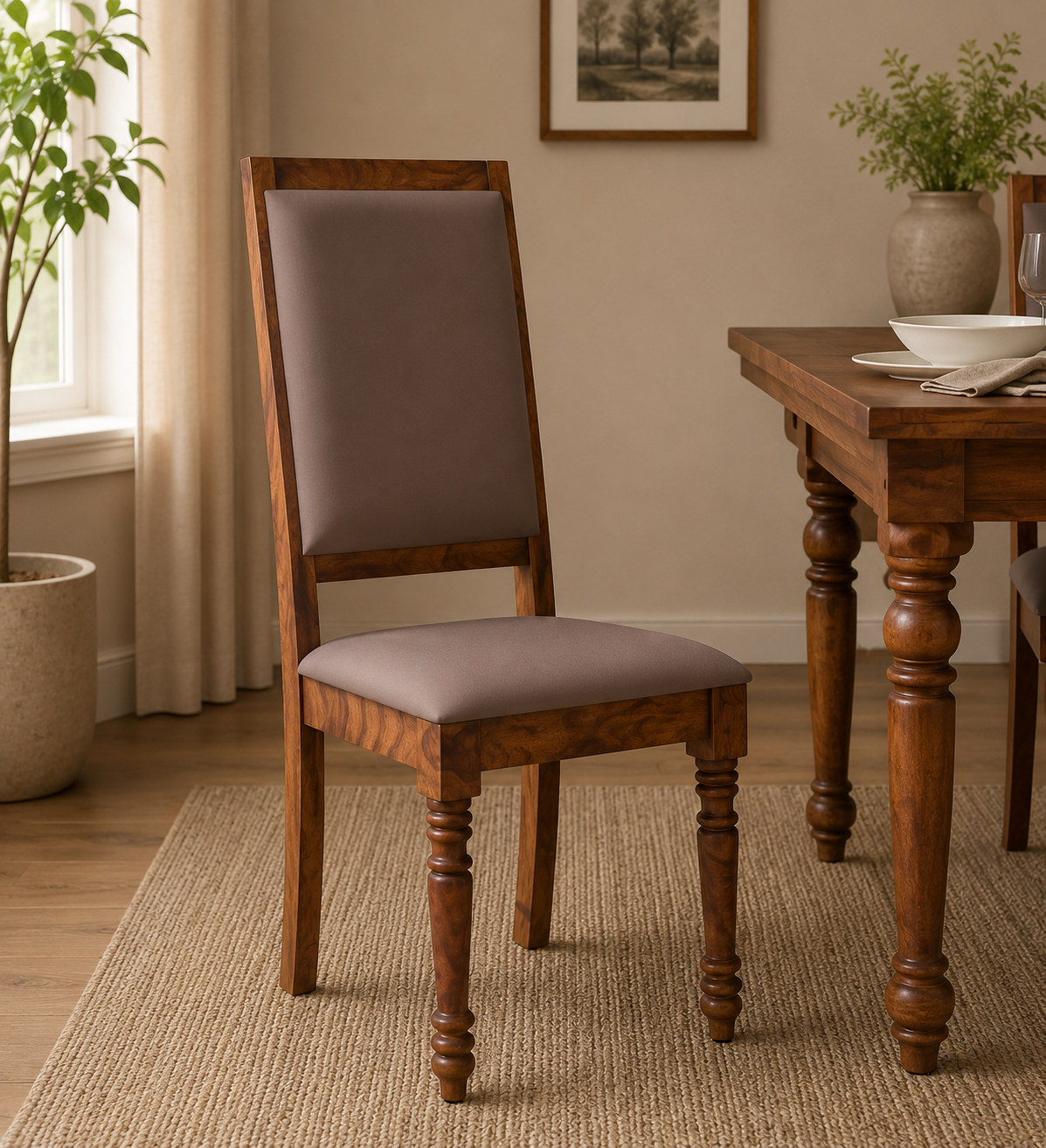 Nain Sheesham Dining Chairs, Honey Oak Set of 2 (41x16 in)