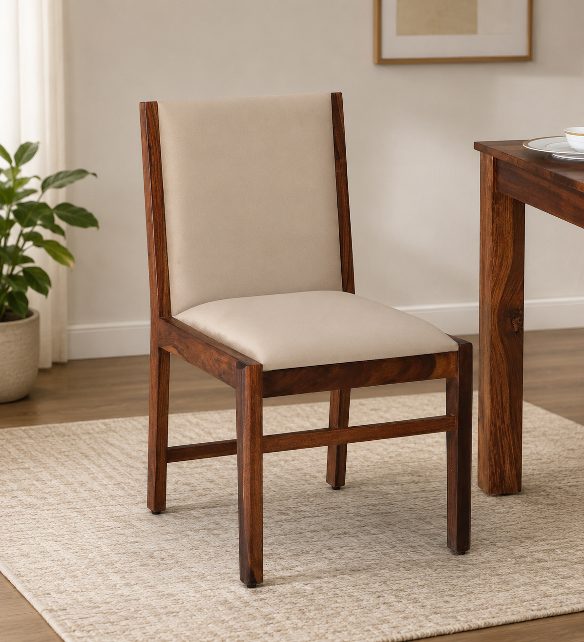 Nain Sheesham Dining Chairs, Honey Oak Set of 2 (33.5x19.5 in)