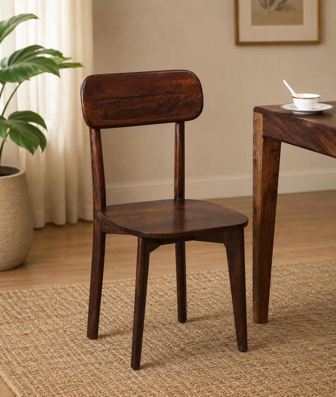 Nain Sheesham Dining Chairs, Provincial Teak Set of 2 (35x17.25 in)