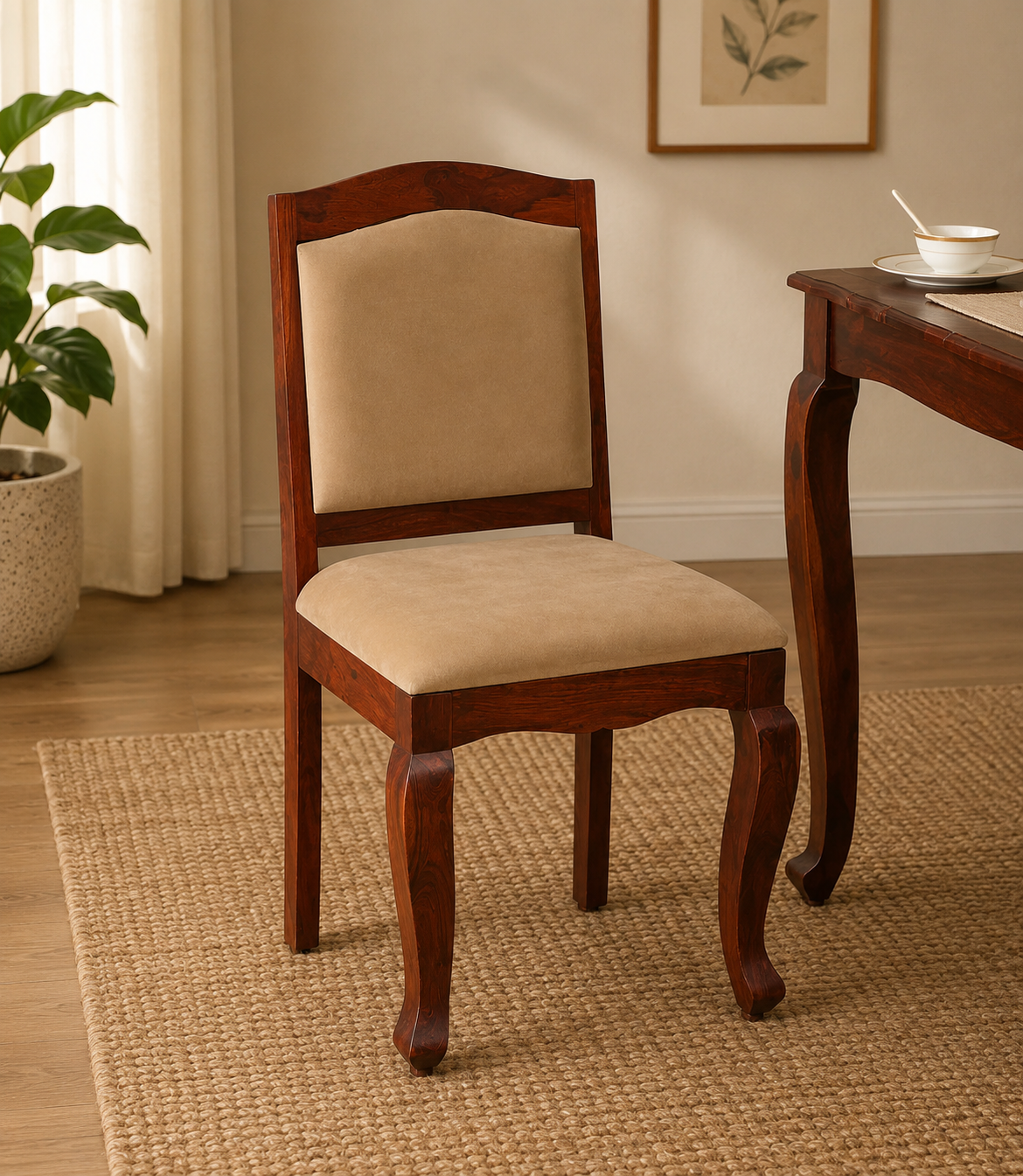 Nain Sheesham Dining Chairs, Honey Oak Set of 2 (35.5x18 in)