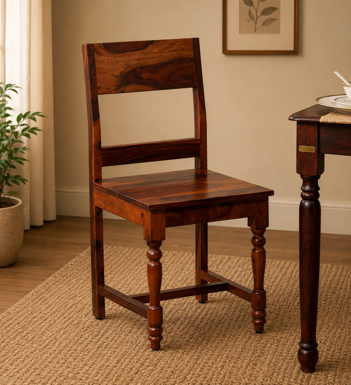 Nain Sheesham Wood Dining Chairs In Honey Oak (SET OF 2))