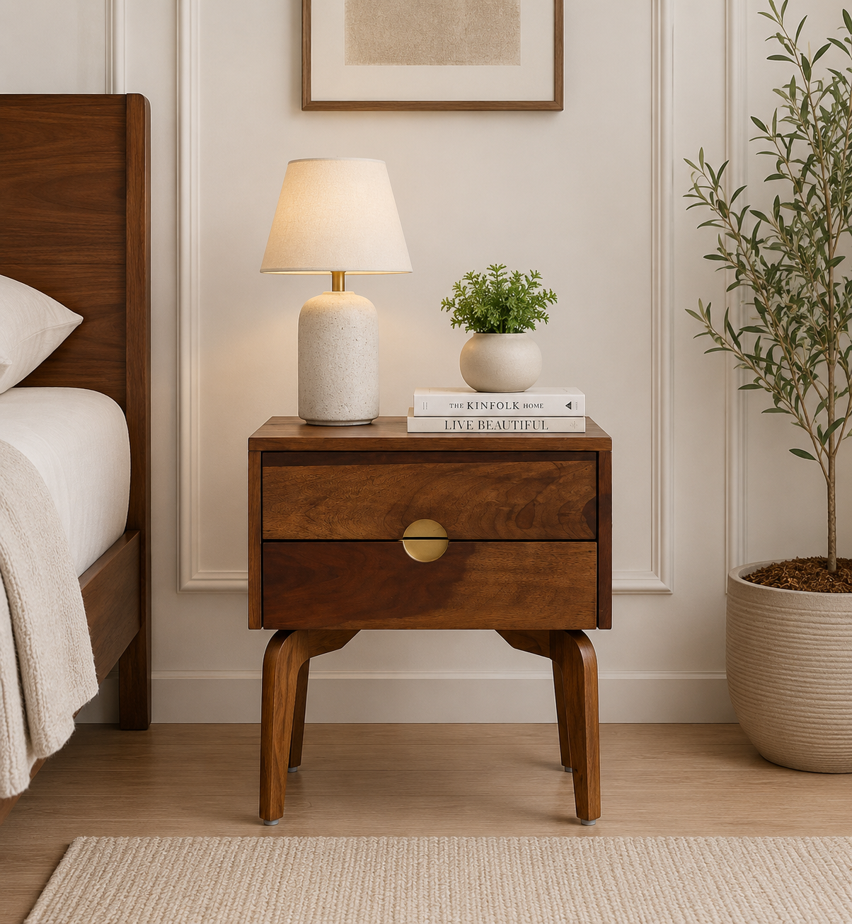 Kolvyn Elegant Bedside Unit with Smooth Finish Drawers