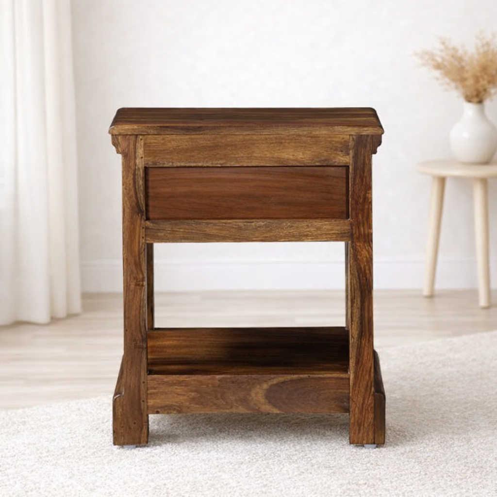 JimberNest Handcrafted Bedside Table with Storage Drawer
