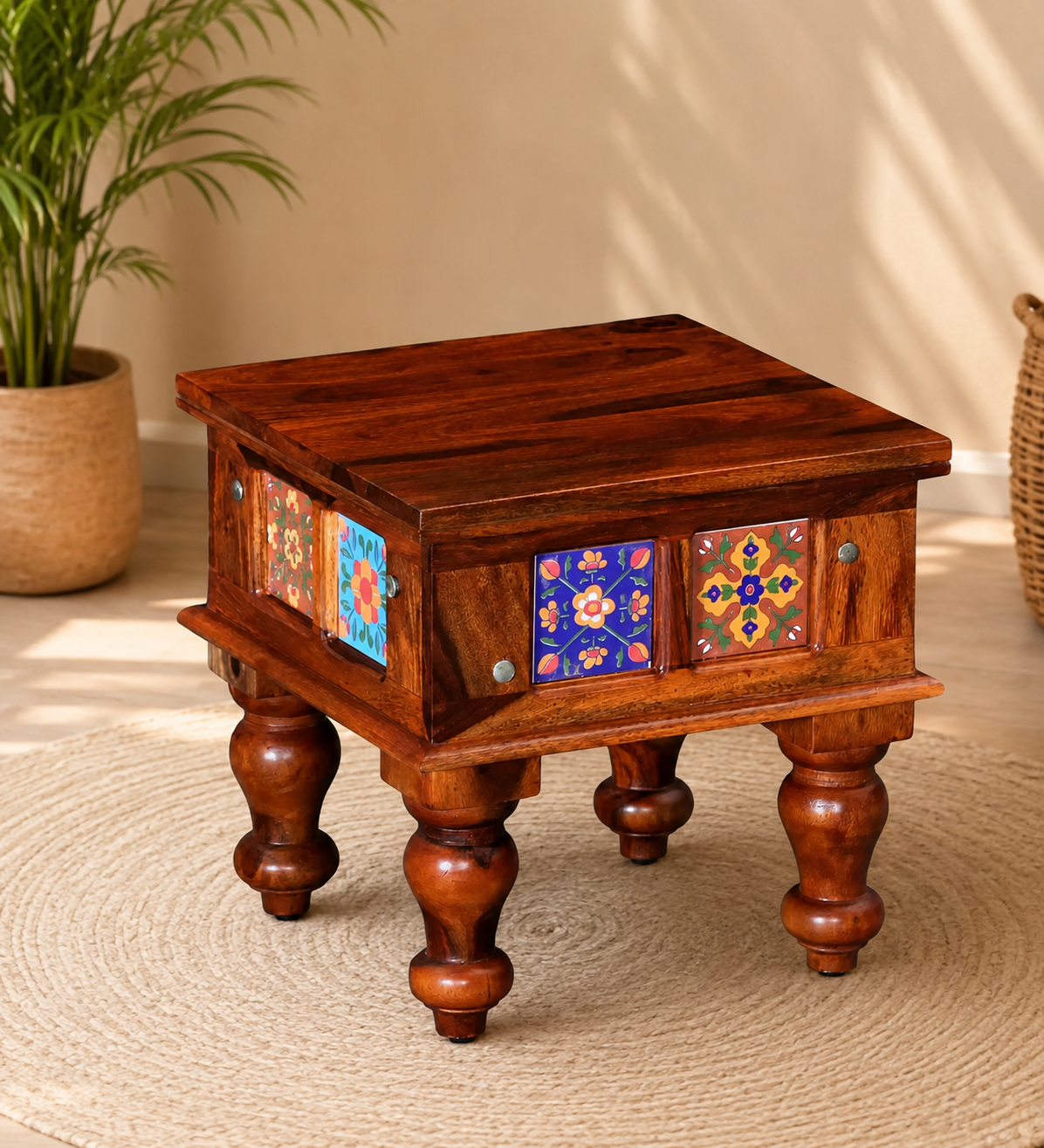 Sanya Natural Wood Bedside Cabinet with Elegant Finish
