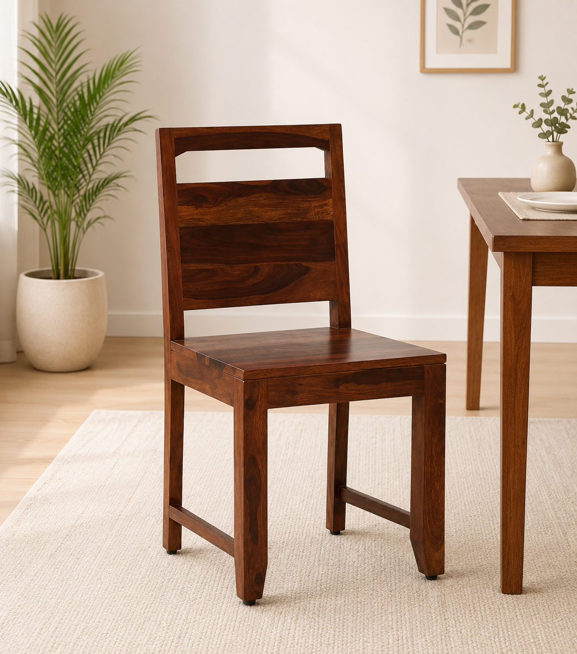 Yergen Sheesham Wood Accent Chair in Rustic Finish Set Of 2