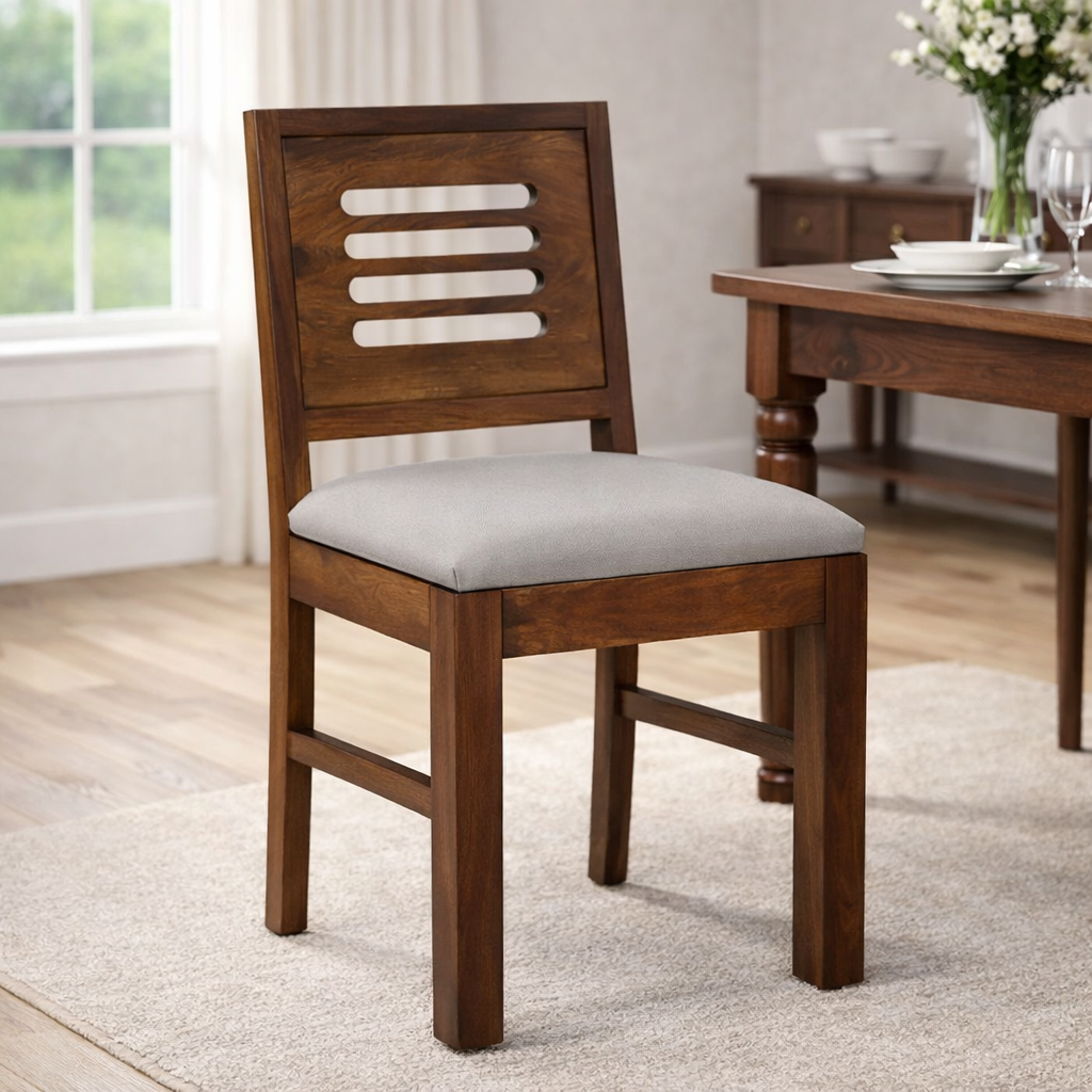 Tortina Sheesham Wood Dining Chair with Cushion Seat