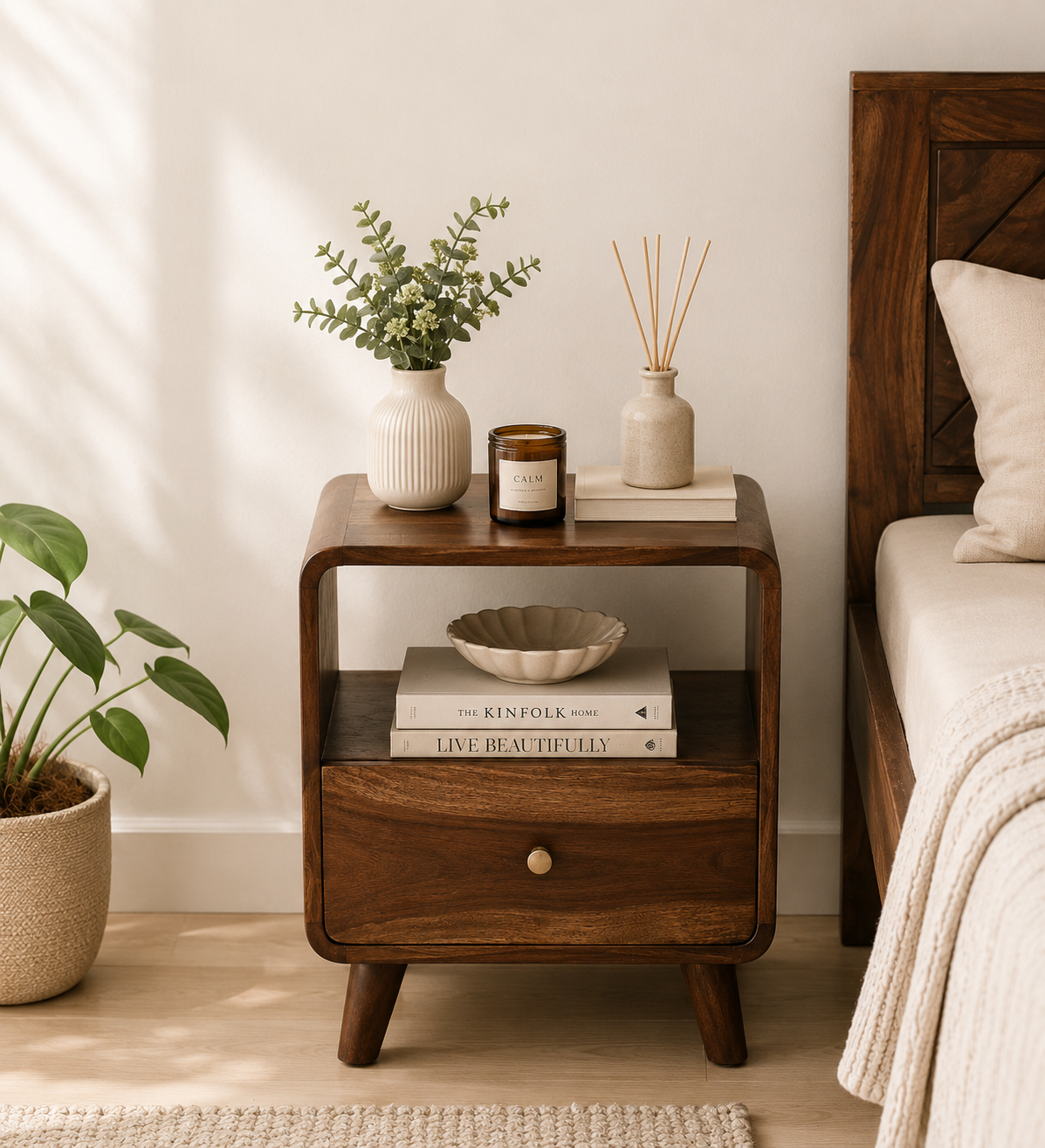 Palencia Natural Finish Wooden Side Table
