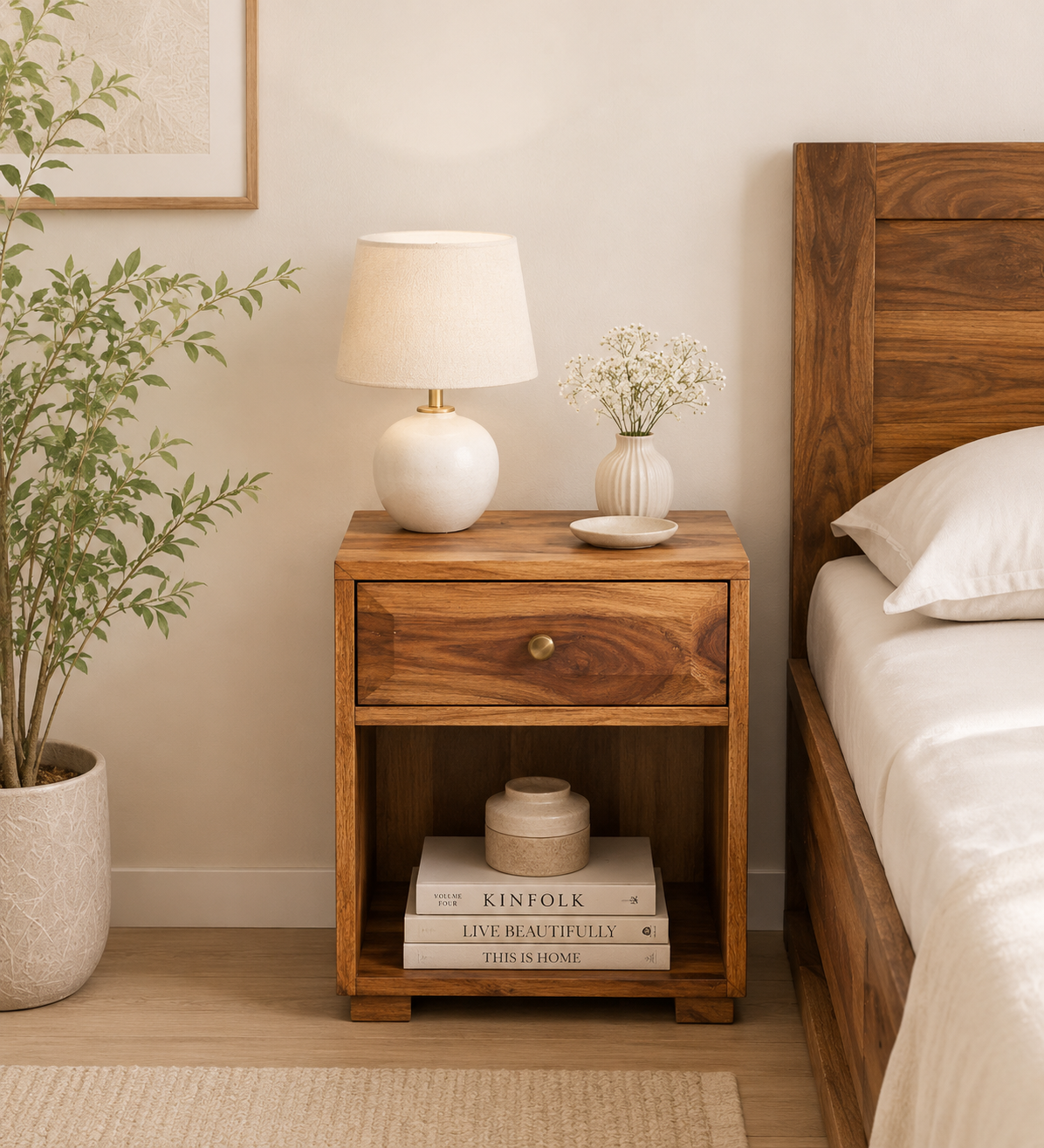 Neltrico Premium Wooden Nightstand with Storage