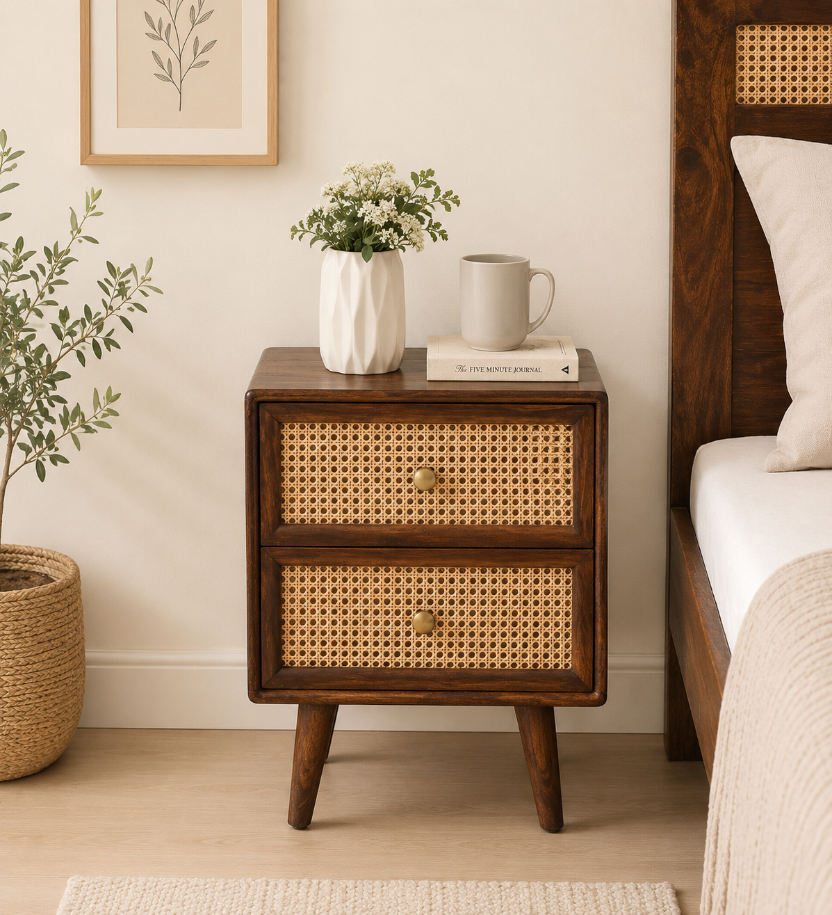 Mlzovia Wooden Bedside Cabinet