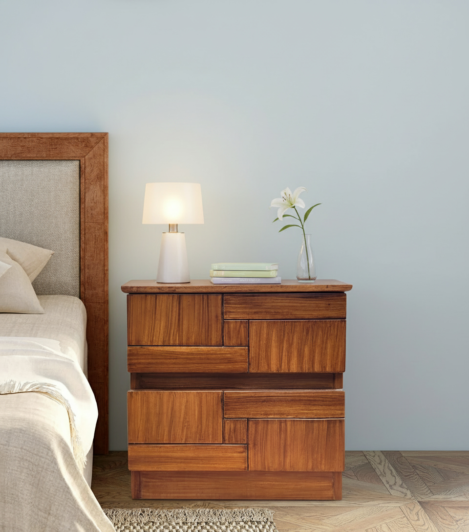 Mltrique Premium Sheesham Wood Nightstand with Storage Drawer