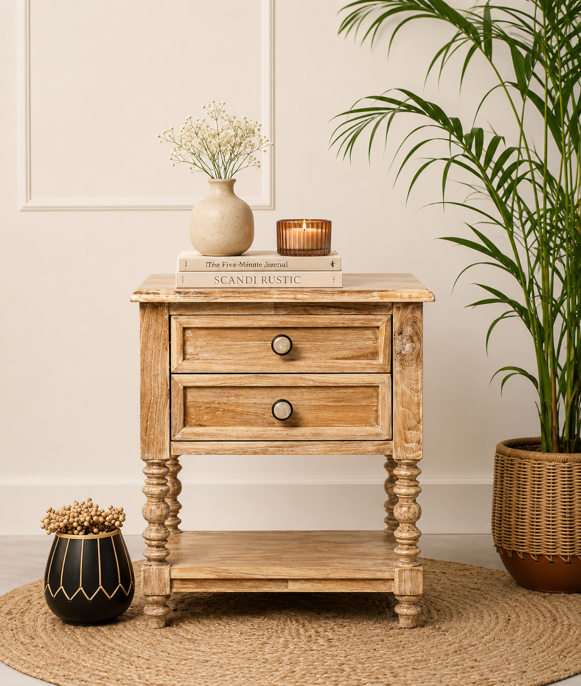Holtrenza Premium Wooden Side Cabinet for Contemporary Bedrooms