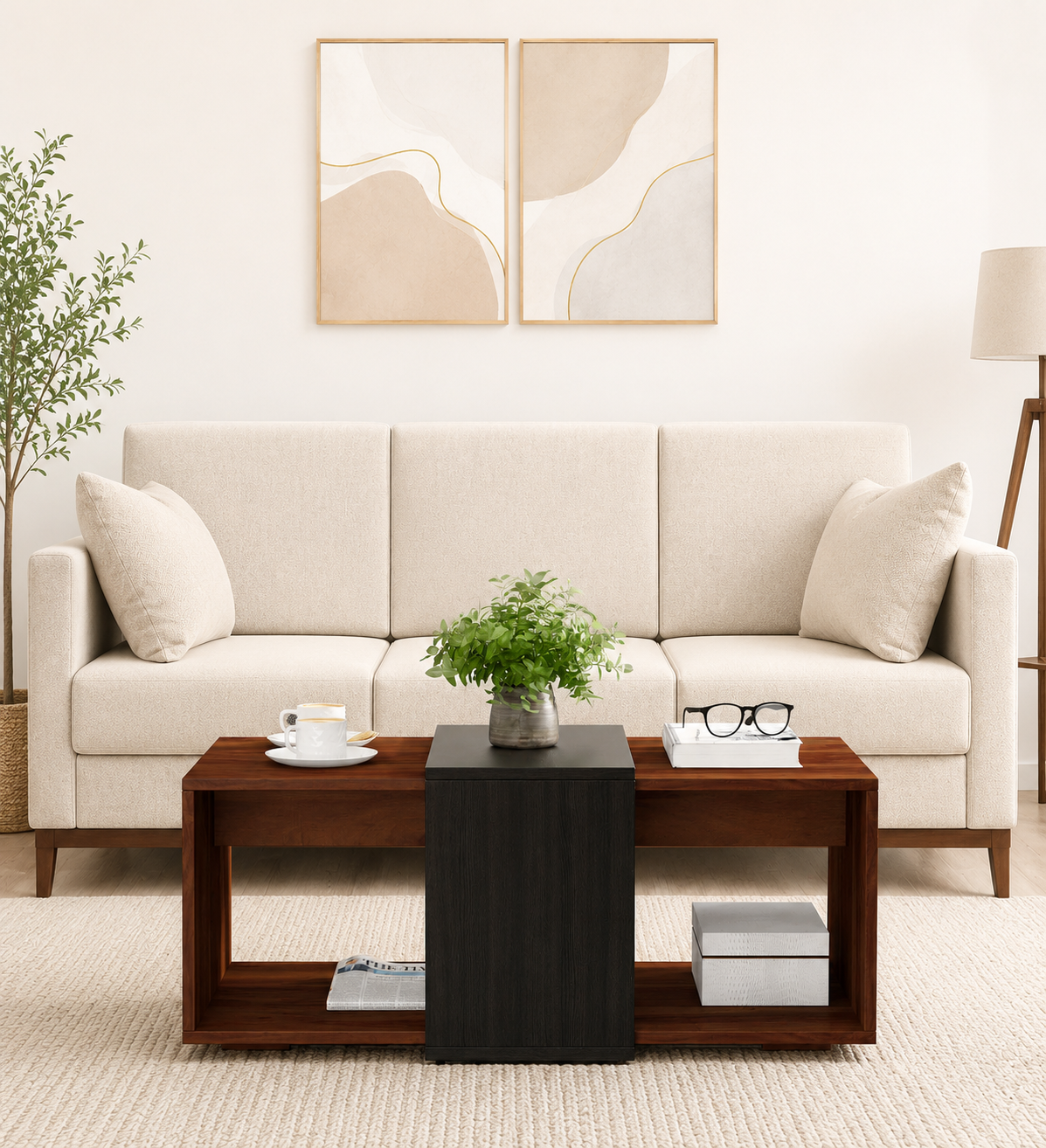 Kster Solid Wood Coffee Table in Warm Walnut Finish