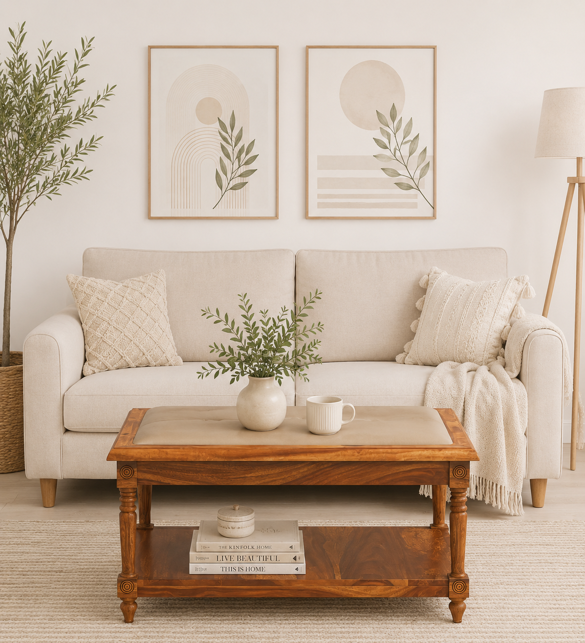 Rubberwood Minimalist Coffee Table in Matte Black Finish