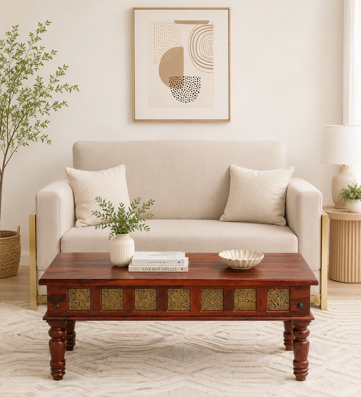 Jackfruit Wood Traditional Coffee Table in Dark Mahogany