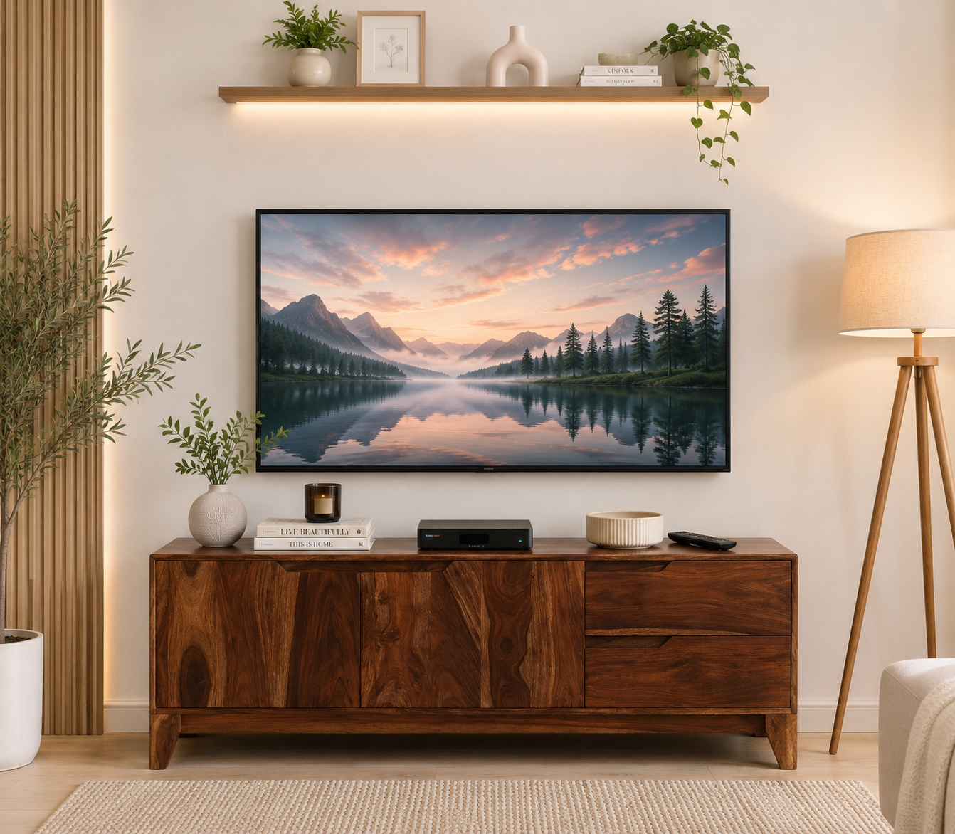 Maplehurst Sheesham Wood TV Stand in UV Resistant Aged Walnut Finish