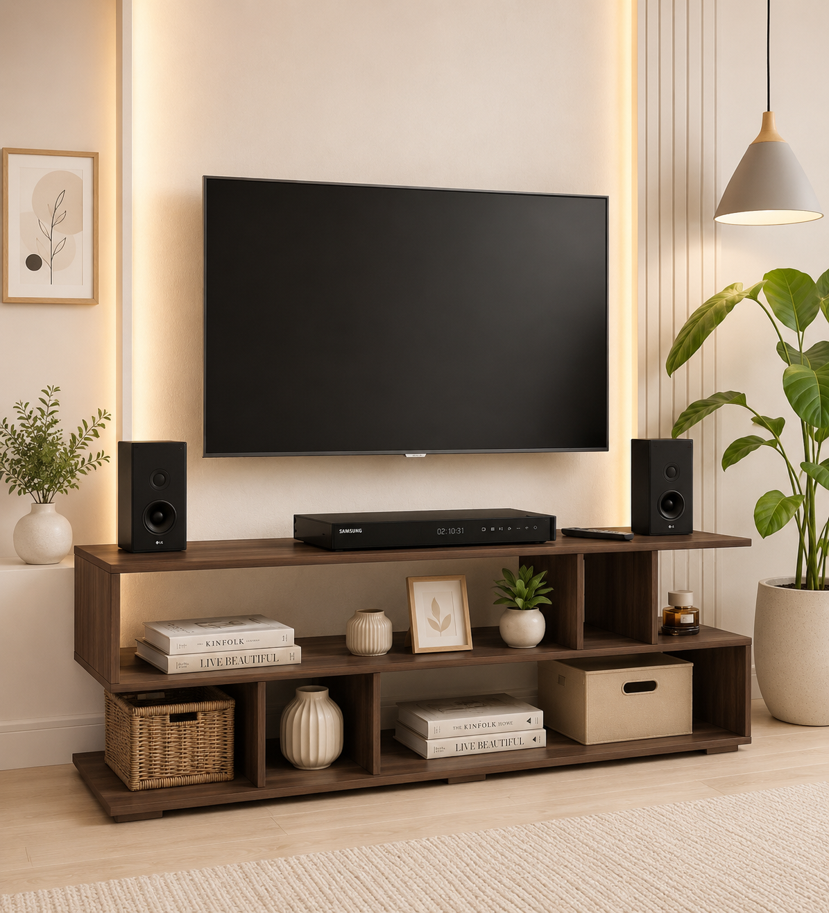 Aravali Premium Sheesham Wood Media Console In Earthy Brown Finish